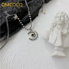 Винтажное ожерелье QMCOCO в стиле хип-хоп из серебра 925 пробы с подвеской в виде Луны и звезды для женщин и мужчин, ювелирные изделия для вечеринок на день рождения, аксессуары для шеи