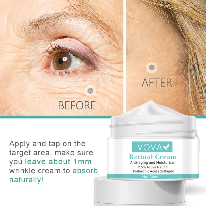 VOVA Retinol Anti Wrinkle Face Cream Collagen Hyaluronic Acid Shrink Pores Firming Improve Puffiness Moisturizing Skin Care | Красота и