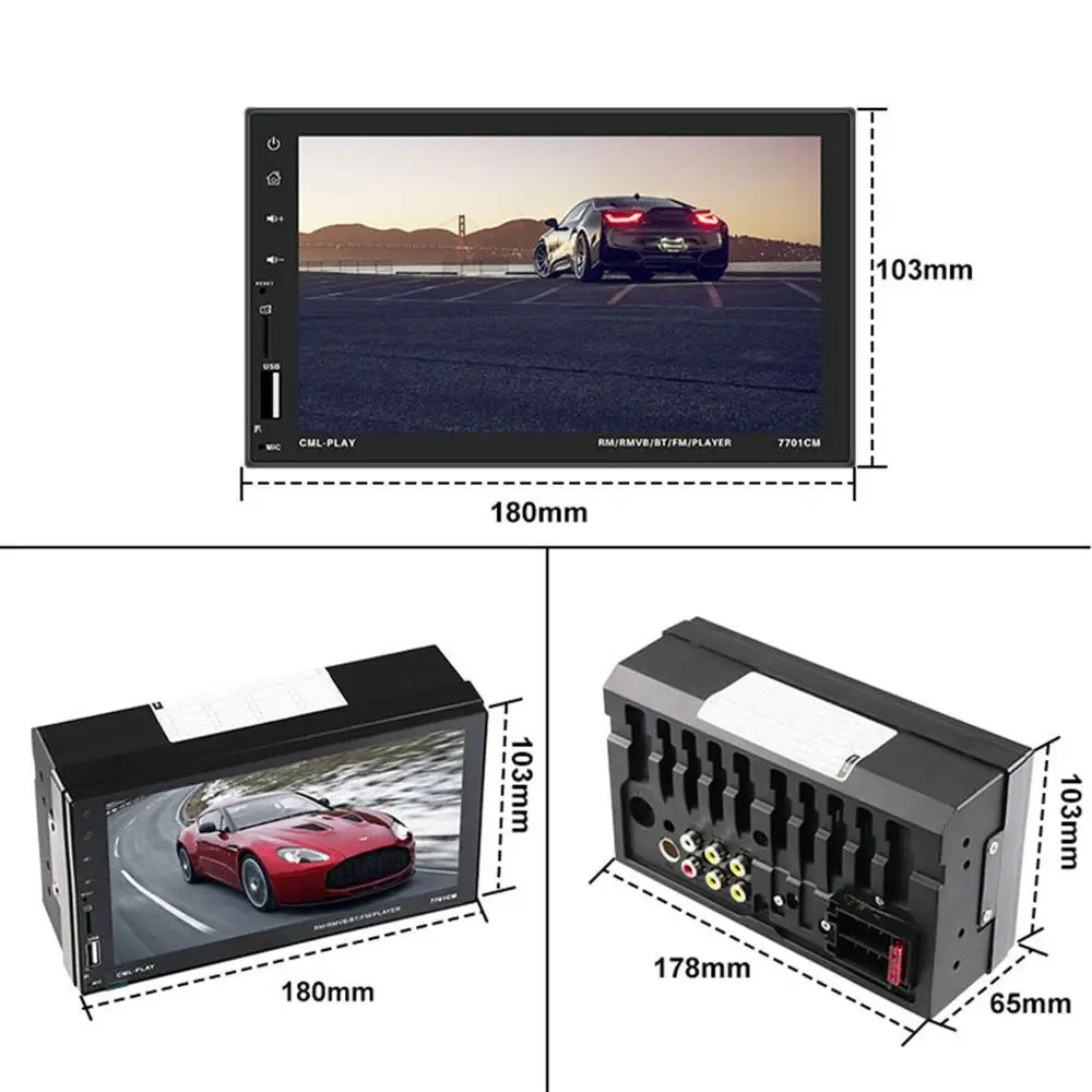 Автомобильное радио 2 Din 7 "сенсорный экран Авторадио Bluetooth Зеркало Ссылка