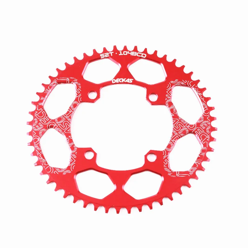 DECKAS круглый 104BCD 40/42/44/46/48/50/52T горный велосипед Звездочка MTB велосипед диаметра окружности болтов(Алюминий узкая широкая цепь из колец цепь BCD 104