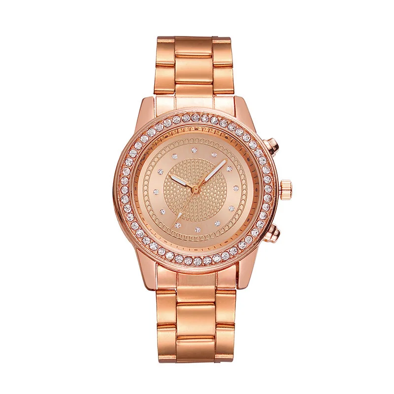 Модные женские часы Geneva кварцевые reloj mujer из нержавеющей стали розового золота
