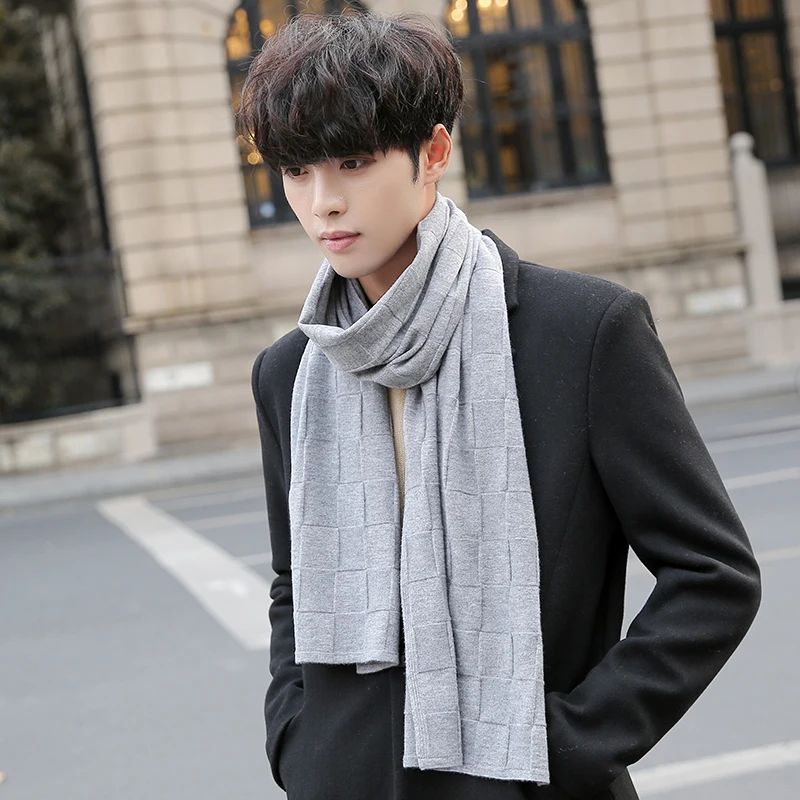 Men 100% Wool Scarf Winter Autumn Bufanda Hombres Solid Sheep Scarves Long Warm Soft Luxury Echarpe Homme Cashmere |