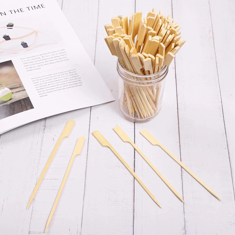 

300Pcs Bamboo Paddle Skewers Barbecue Bamboo Skewers Cocktail Sticks for Barbeque Kebabs Cocktails Buffets Party 18cm
