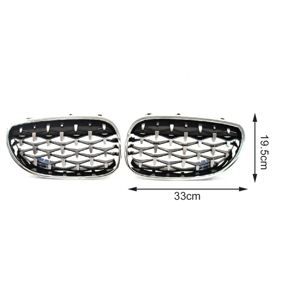 

2Pcs Front Grill Heat-resistant Anti-corrosive Electroplating Mesh Kidney Grille Replacement 51712155446 51712155447 51137065701