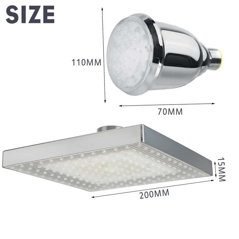 

8 inch Colorful LED Shower SPA Shower Head Pressure Water Saving Temperature Control Colorful Light Handheld Big Rain Shower