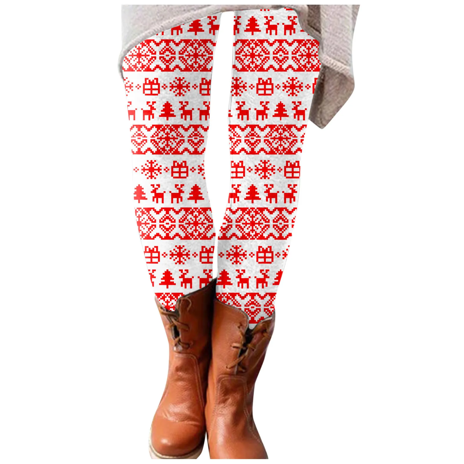 40 # рождественские женские теплые колготки эластичные облегающие леггинсы