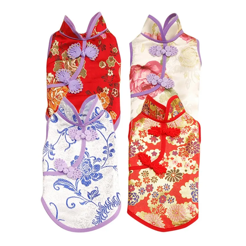 

Chinese New Year Dog Clothes For Dogs Tang Suit Cheongsam Winter Dog Coat Jacket Spring Festival Pet Clothing For Dogs Costume*