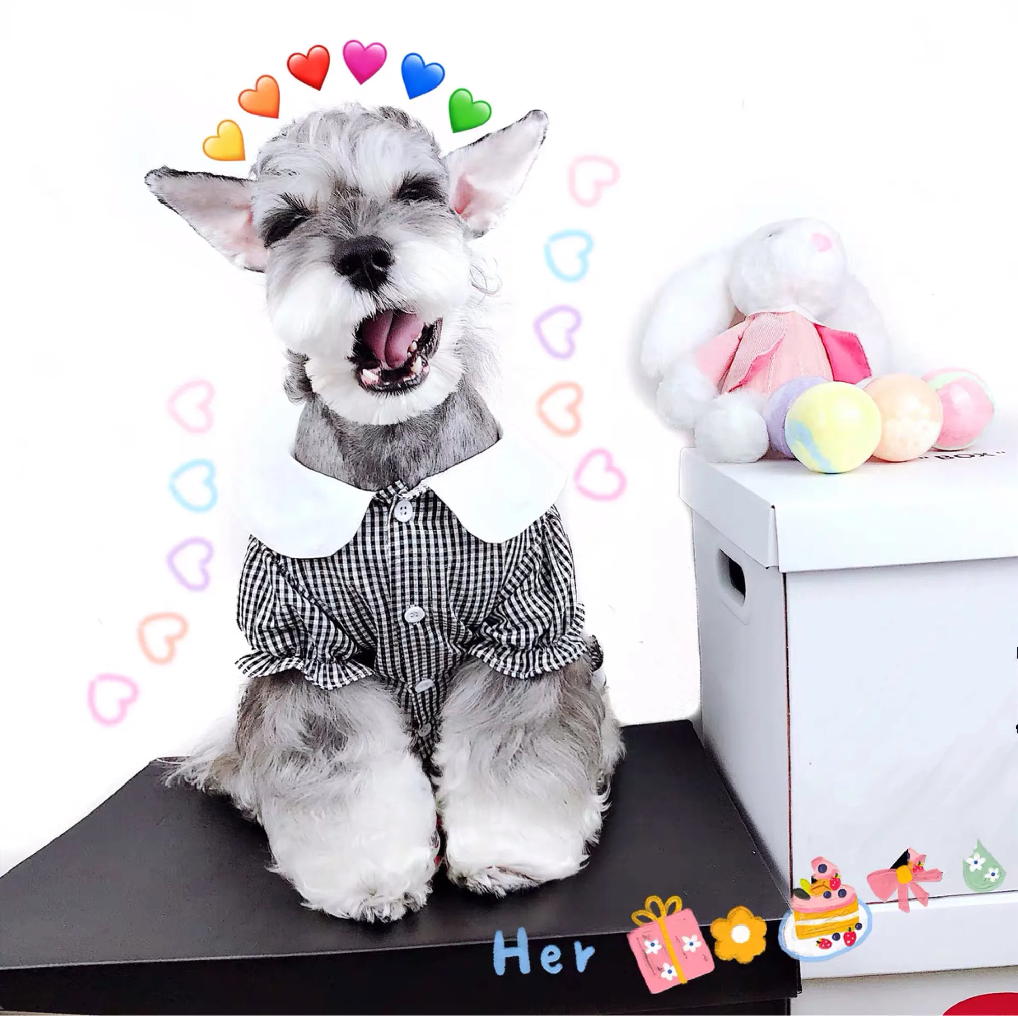 Модная шнауцер собака весна лето рубашка одежда маленький средний щенок собаки