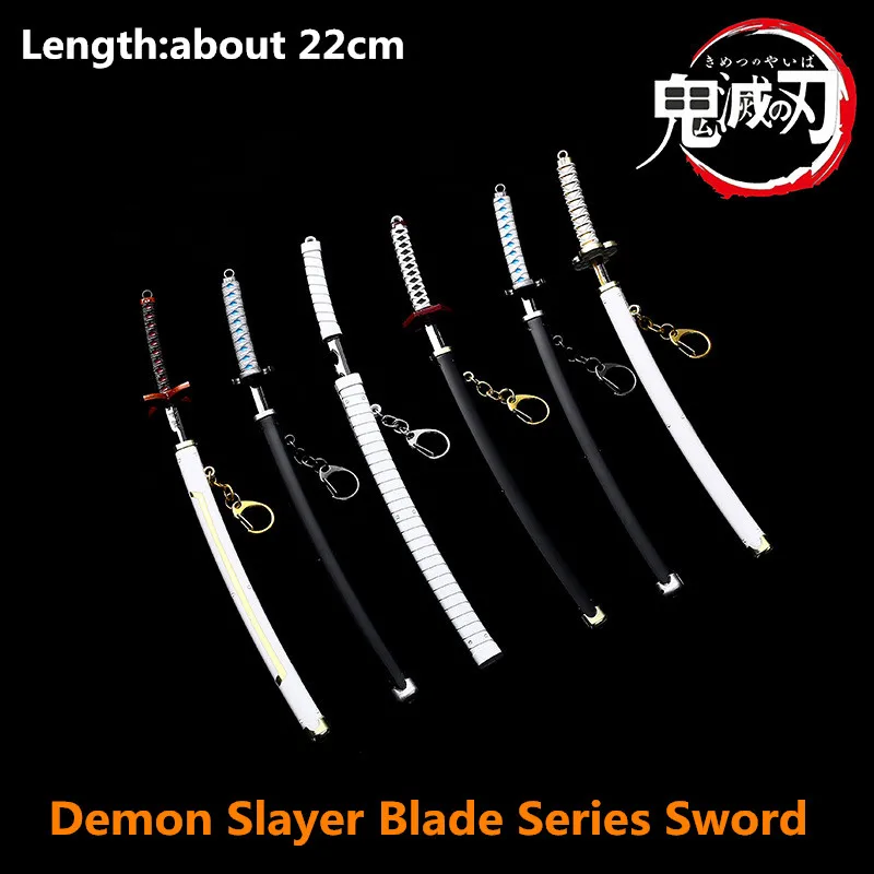 

Demon Slayer Blade Sunwheel Knife Tanjiro Tomioka Yoshiyuki Butterfly Ninja Alloy Sheathed Weapon Model Keychain 22cm for Gift