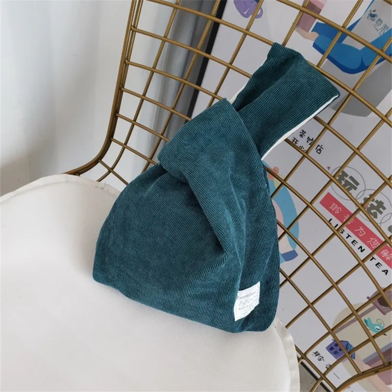 Japanese Style Simple Corduroy Knot Wrist Bag Coin Purse Mobile Phone Key Small Winter Solid Color Daily Hold | Багаж и сумки