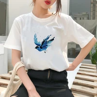 blue hummingbird printed women t shirts 2021 arrivals kawaii harajuku short sleeve trendy minimalist tshirt tumblr mujer