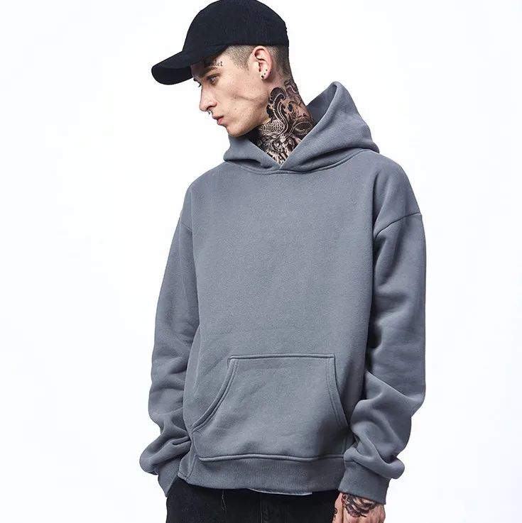 Dark grey VIMASS/высокое качество; пустые толстовки с капюшоном на заказ; хлопковые толстовки свободного дизайна - Цвет: Dark grey