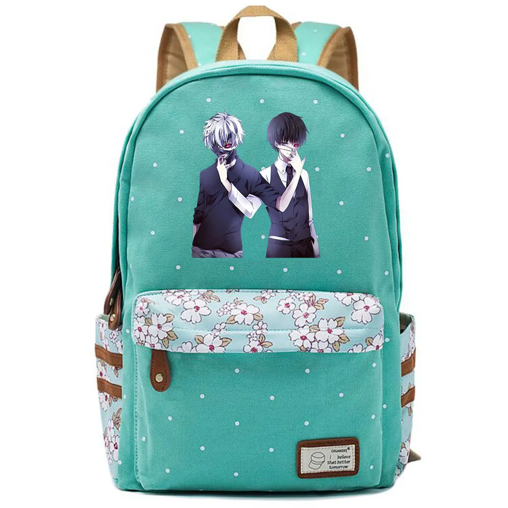 Токийский Гуль канеки Кен Аниме Сумка Рюкзак цветочный точечный Цветочный