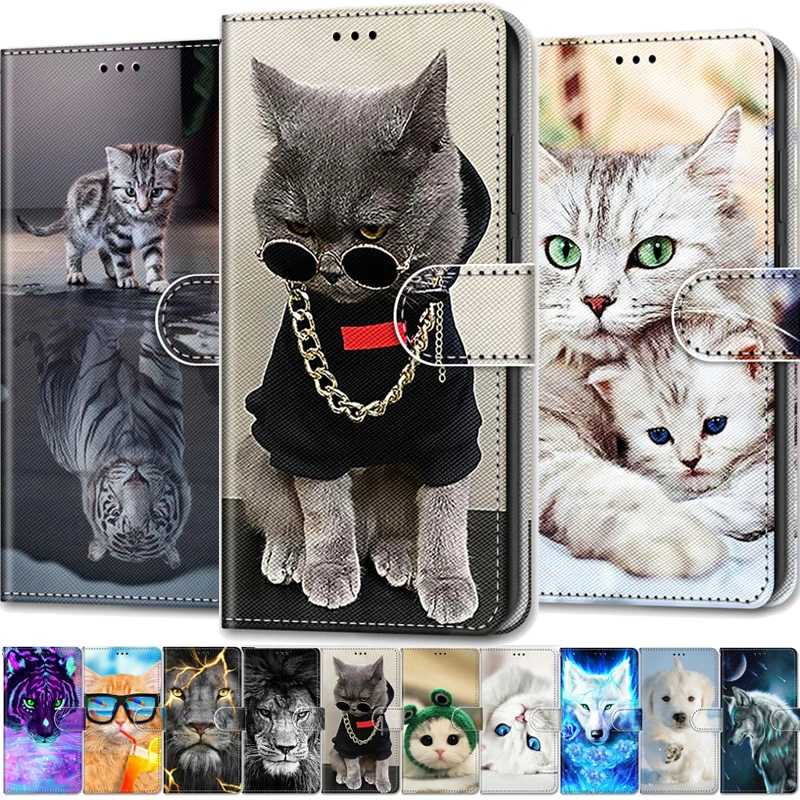Крутой чехол с животными для Huawei Y6 Prime Y6Pro 2018 Y 6 2017 кожаный книжка HW Y6p 2020 Y6s 2019