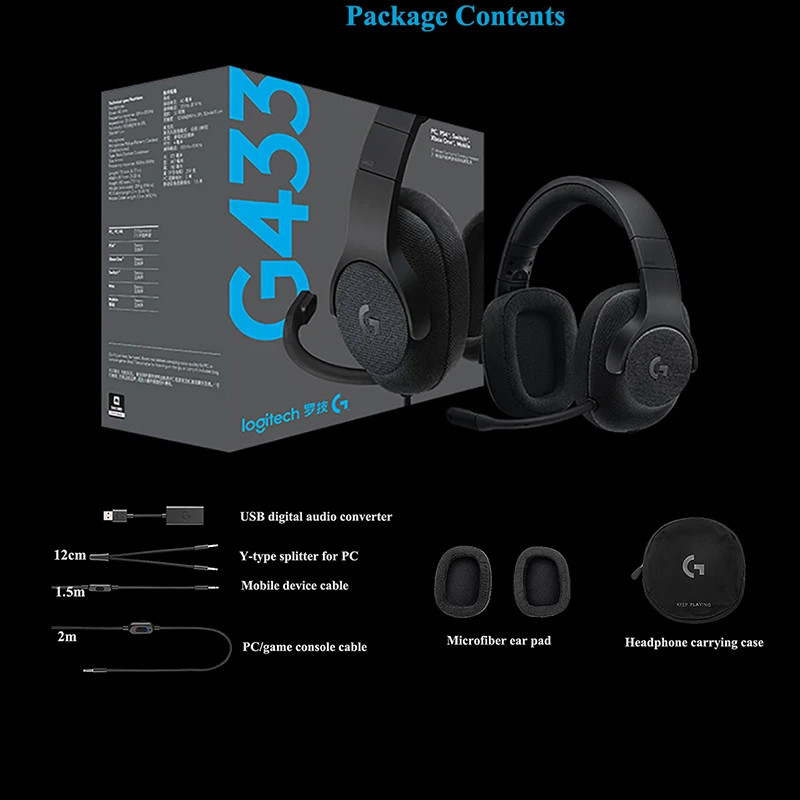Игровые наушники Logitech G433 7 1 Surround для всех геймеров проводная гарнитура с