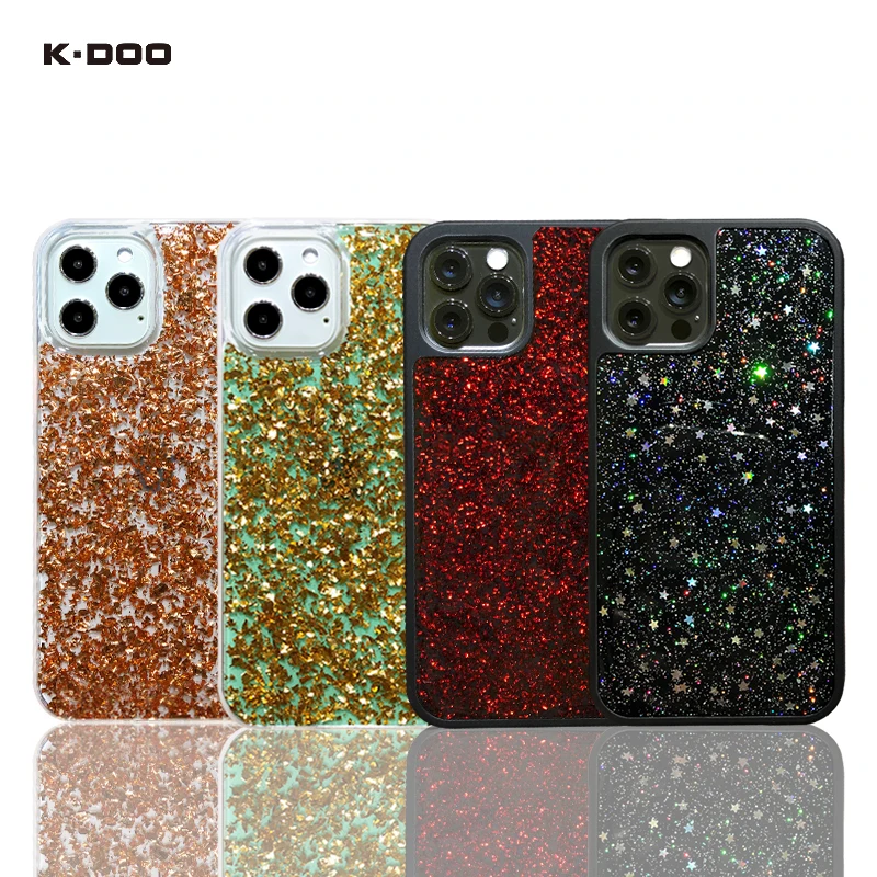 

K-DOO Flash Back Phone Cover Shining Foil Paper 3D Glitter Crystal Clear Mobile Case Covered For Iphone12/12pro/12mini/12promax