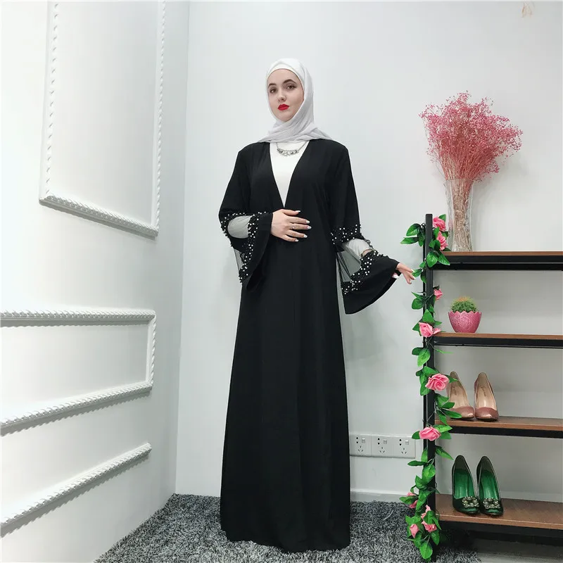 Muslim Dresses For Women Lace Pearls Hijab Dress Muslim Islamic Clothing Muslim Dress Abaya Hijab Femme Musulman Lsm214