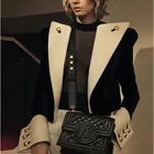 Исключительное качество 2021 новейший Стильный дизайнерский пиджак для женщин с пуговицами в виде льва лоскутный бархатный короткий пиджак