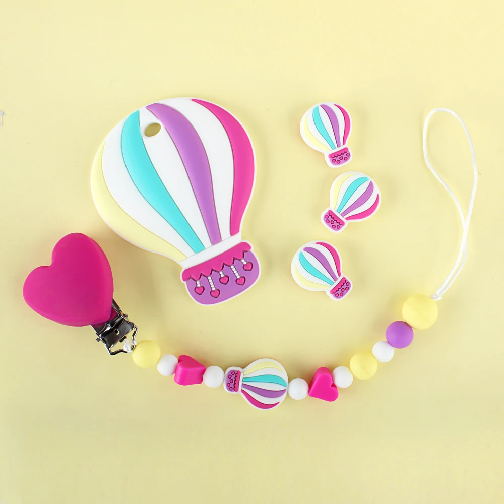 

Hot Air Balloon Silicone Teether Beads Food Grade Dummy Rodent Pacifier Chain Infant Teething Molar Products Baby bead Teether