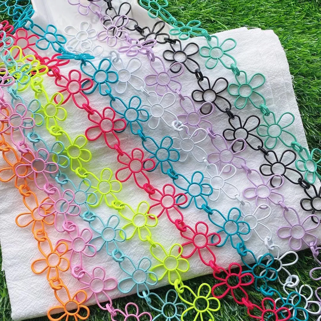 5meters/lot Colorful Flower Chain Roll DIY Jewelry Making Enamel Roll Chains For Bracelets Necklaces Making