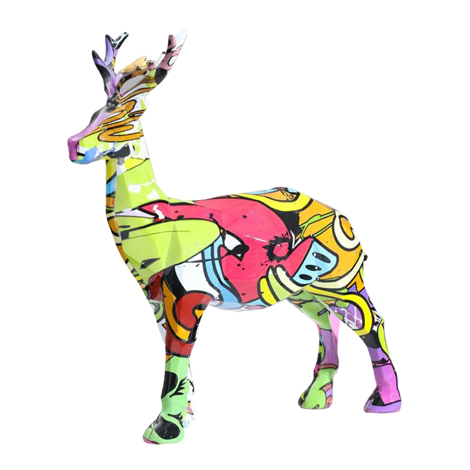 

Colorful Resin Deer Figurines Statue Bookshelf Collectible Ornament Artwork