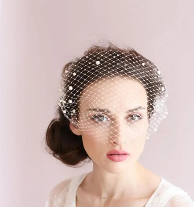 

Bridal Veils Selling Est Blusher Veil With Pearls Simple Net Wedding Formal Party Bride Hair