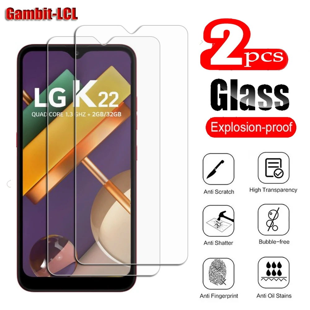 

2Pcs Protection Tempered Glass For LG K22 K22+ Plus 6.2" LMK200Z LMK200E LMK200B LM-K200 Screen Protective Protector Cover Film