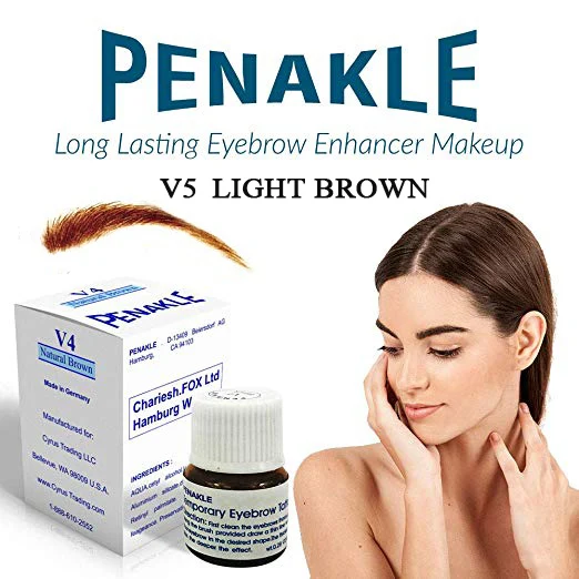 V5 Light Brown Германия Penakle стойкий для бровей Тату макияж водонепроницаемый и пот доказательство временный карандаш для бровей Набор с оригинальной щеткой - Цвет: V5 Light Brown