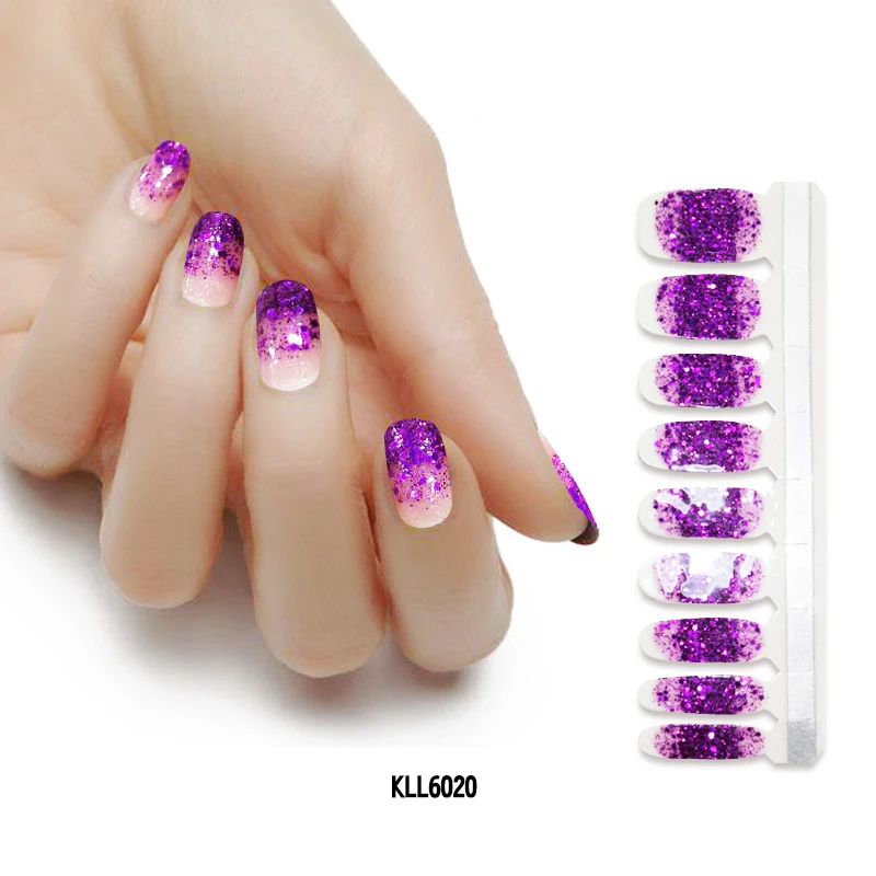 

18PCS/Set Gradient Glitter Nail Polish Film Nail Stickers Press On Stickers Manicure Accessories Full Cover
