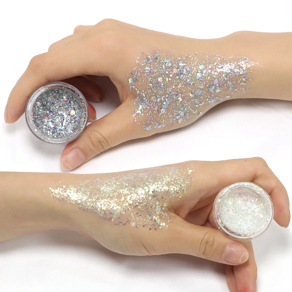 Тени для век губ макияж блестящий порошок хайлайтер 7 цветов гель перламутровый