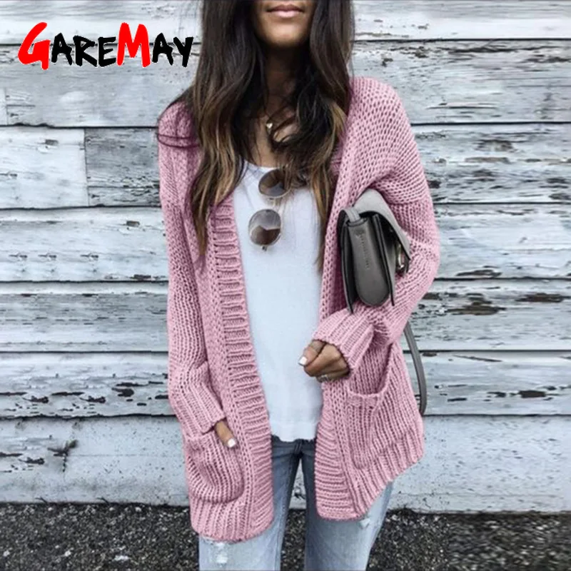 Plus Size Cardigans Women Knitwear Sweater Female Autumn Winter Thick Warm Casual Gray Black Coat Knitted Ladies Jacket |