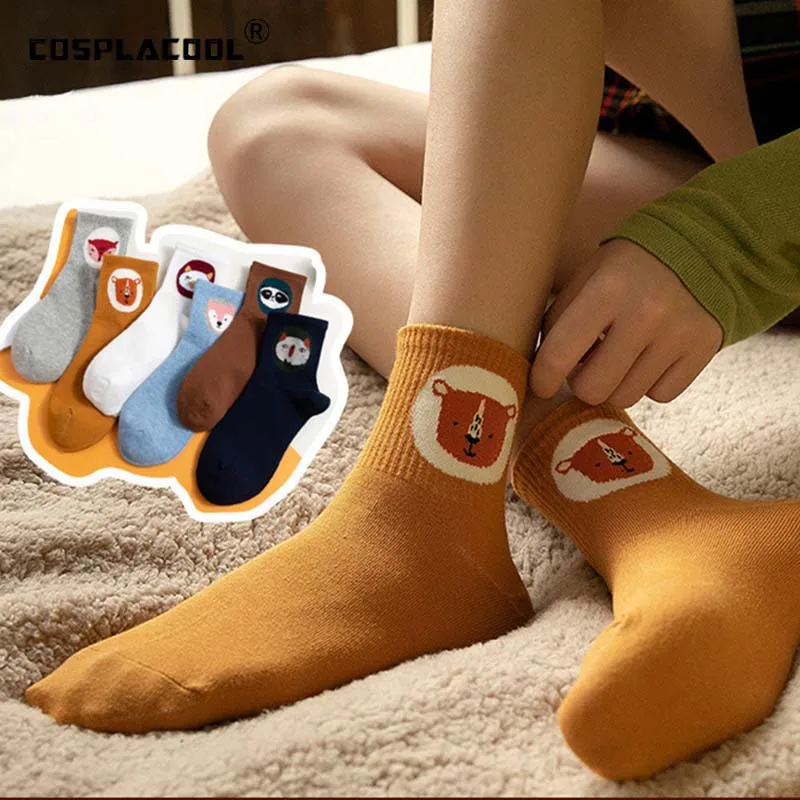 

[COSPLACOOL]Creative Cartoon Animal Funny Socks Women Cotton Happy Panda Cow Cute Socks Japanese Skarpetki Gifts Sokken Femme