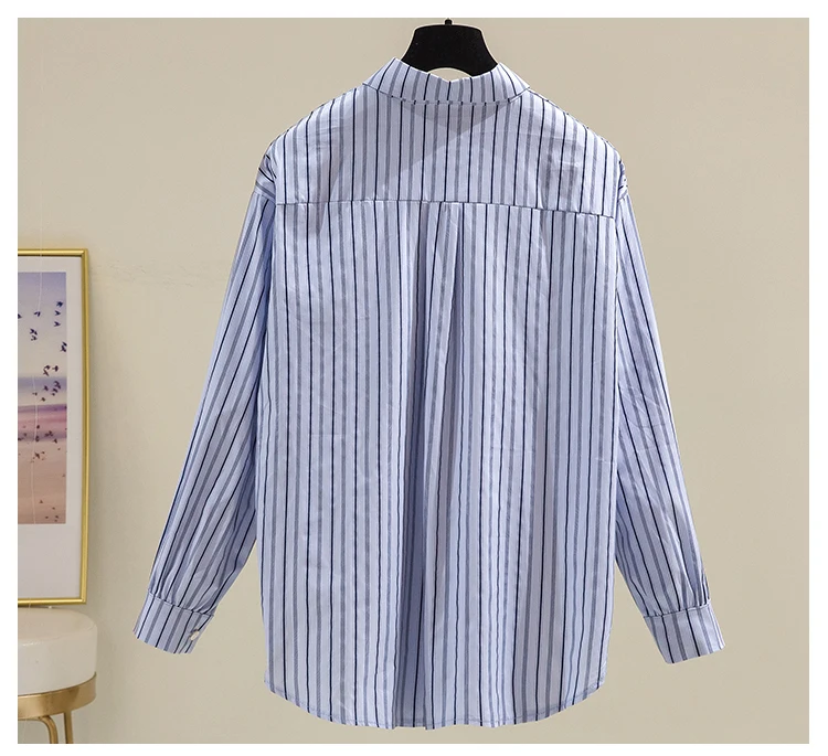 

Houthion Striped Chiffon Women's Blouses Fashion Casual New Blouse Korean Long Sleeve Top Retro Shirt Spring/summer