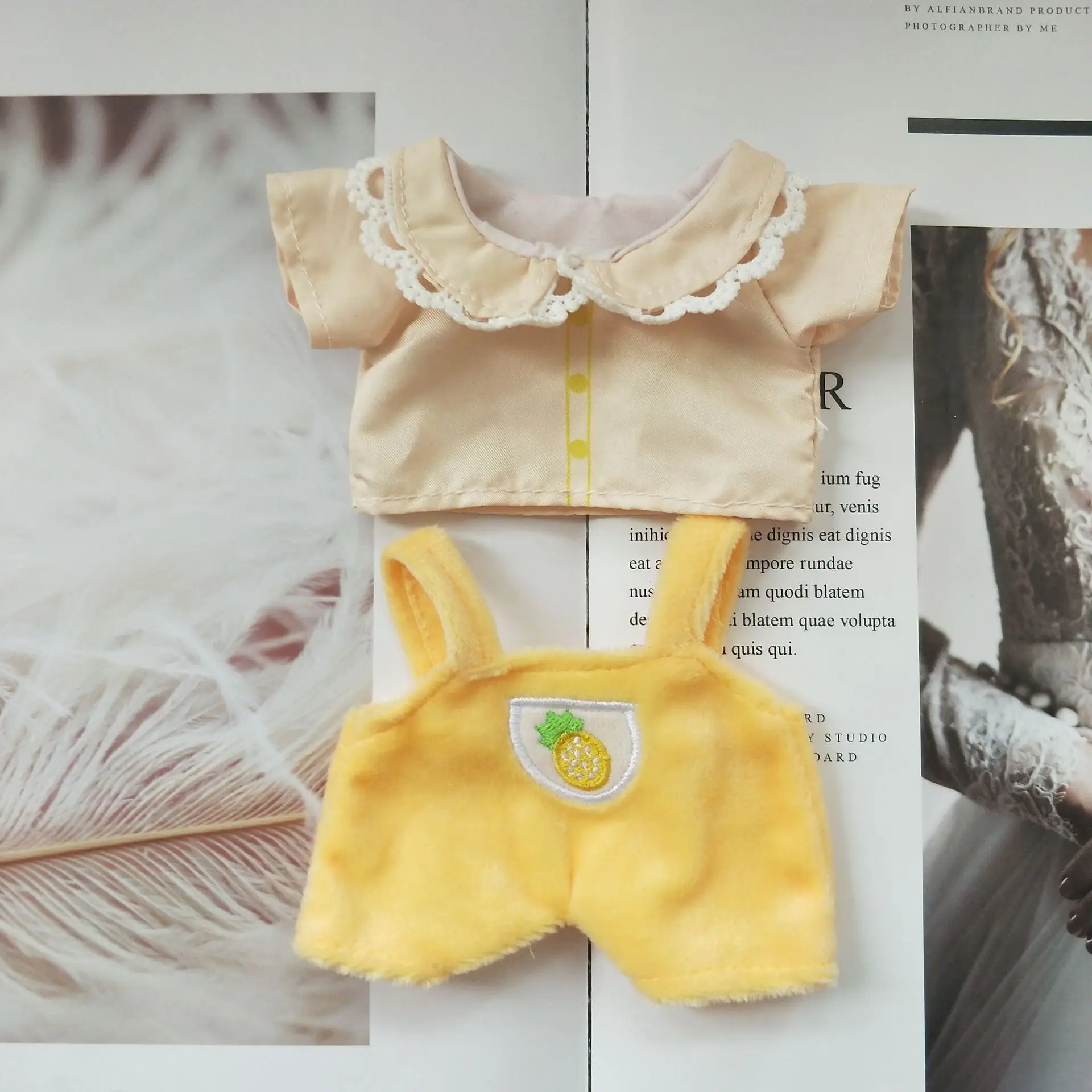 Кукла Плюшевая 20 см одежда для кукол желтый рубашка с изображением ананаса