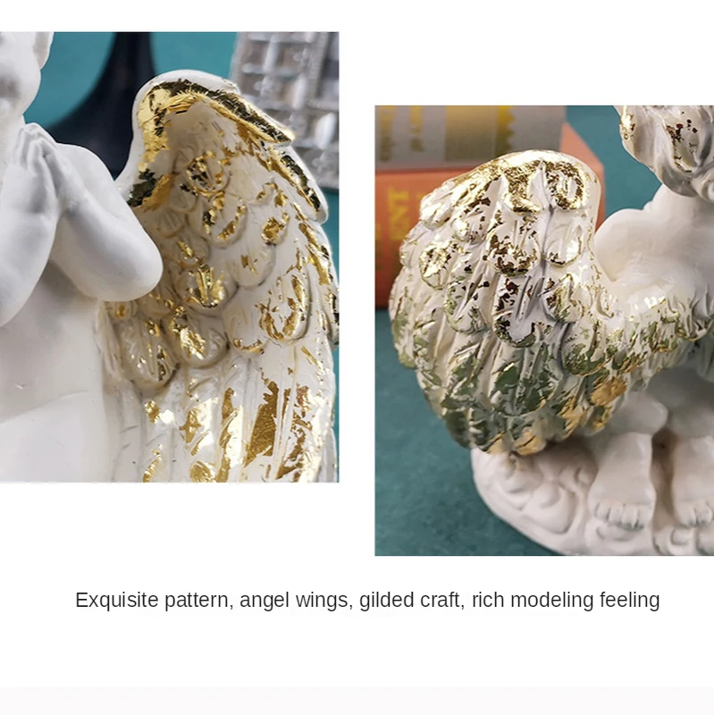 

Nordic Home Furnishing Exquisite Gifts Living Room Decoration Angel Resin Craft LED Candle Holder Church Desktop Decoration