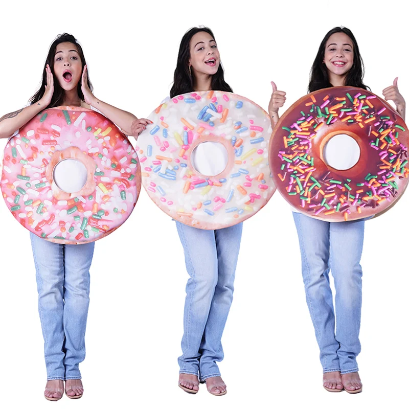 

Шоколадный пончик, костюм для взрослых, косплей, Хэллоуин, Женский пончик, смешной пищевой костюм, нарядное платье, костюм пончика на Хэллоу...