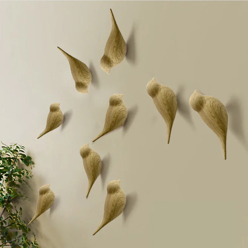 

2020 New Creative Bird Shape Wall Hooks Home Decoration Resin Wood Grain Storage Rack Bedroom Door After Coat Hat Hanger