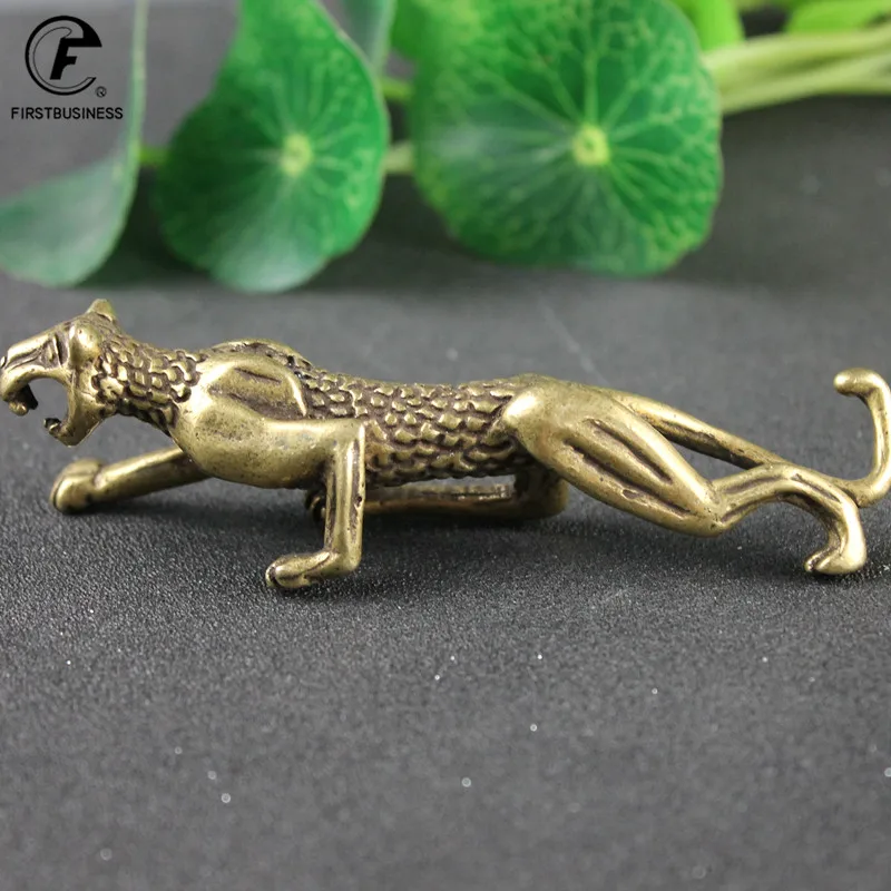 Античная бронзовая крепкая статуя Panthera Pardus винтажная медная леопардовая