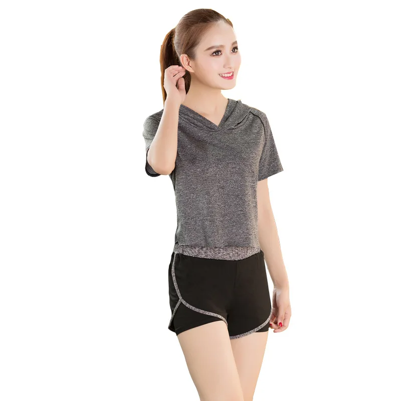 

Running fitness shorts short-sleeved quick-drying T-shirt two-piece suit, yoga pants, blouse, sports cover
