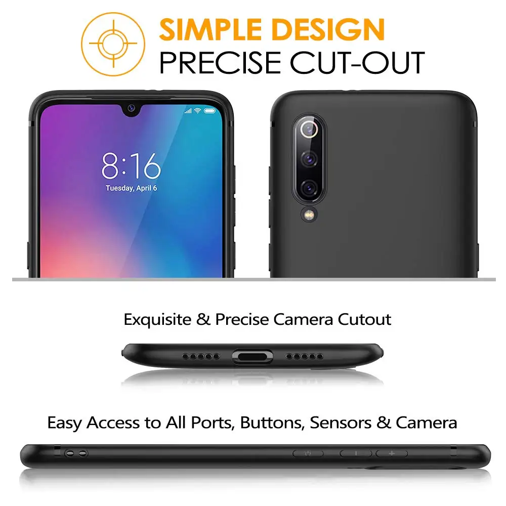 Для Xiaomi Mi 9 Lite 9T Pro SE RedMi Note 8 8A 7A 7 K20 Чехол черный ТПУ чехол для телефона Матовая