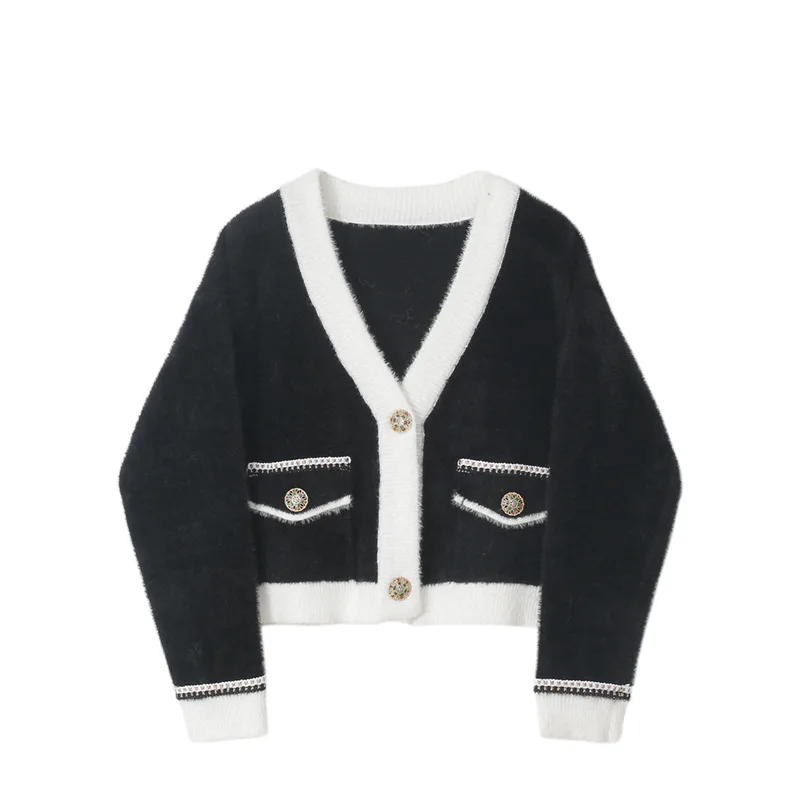 

Fall Winter White Sweater Women Luxury Cardigans Loose Ladies Knitted Long Sleeve Tops Coat V-Neck Fashion Jersey Mujer Tops