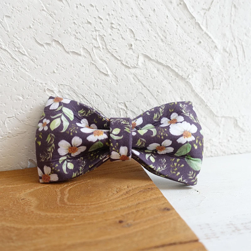 Dog Collar Personalized Engraving Nylon Bow Metal Buckle Floral Patterns Adjustable Fit Small Medium Large | Дом и сад