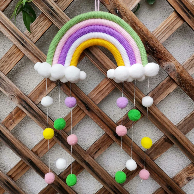 Красочное Радужное макраме настенное украшение хлопковая кисточка для детской