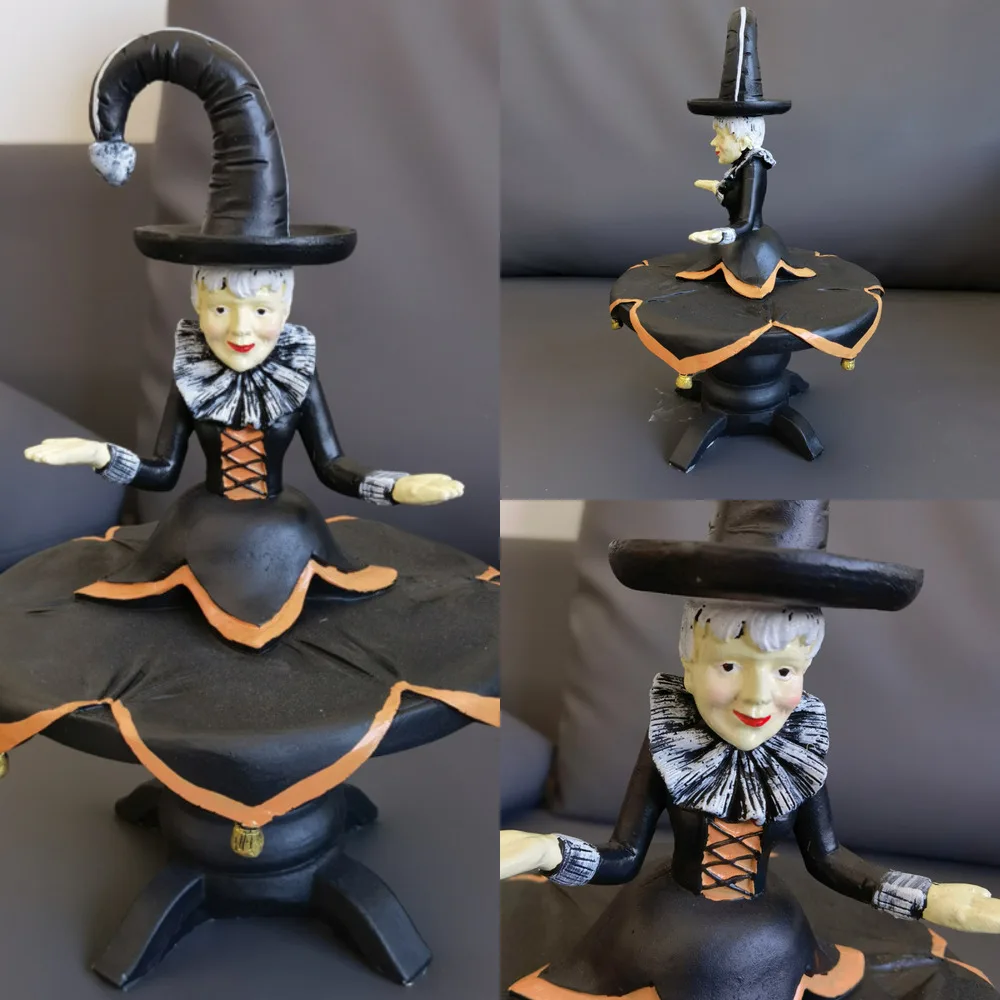 

Большой стенд с ведьмой на Хэллоуин, статуя из смолы, дисплей, поднос, скульптура, Хэллоуин, домашний декоративный Декор ведьмы
