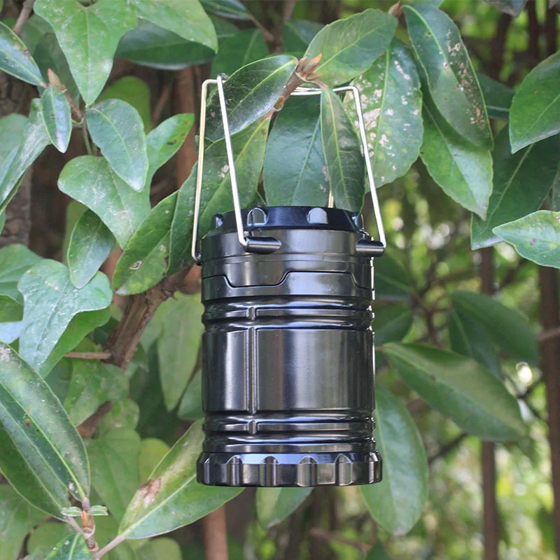 

LED Portable Camping Lantern Light Black Handheld Flashlight Hung Retractable Lights for Outdoor Adventure Camping Fishing