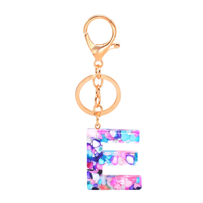 

2020 Hot Sale A-Z Initial Letter Keychains Acrylic Beautiful Letter Glitter Resin Key Ring Couple Key Chain Bag Charm Gift