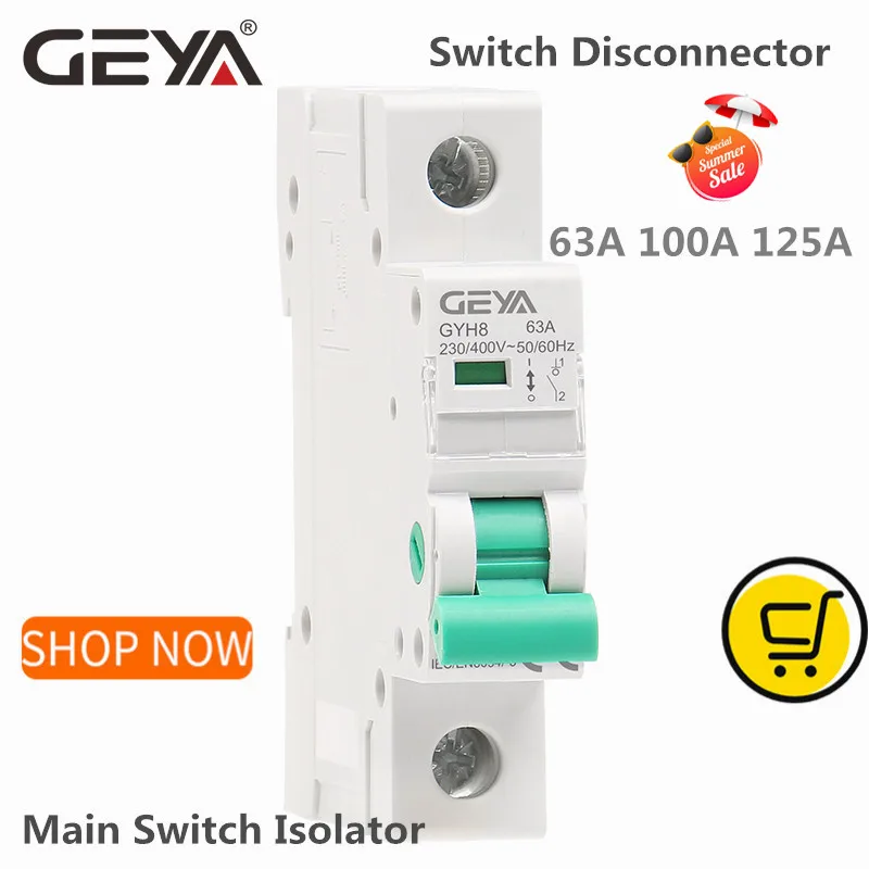 Изолятор на Din рейку GEYA GYH8 переключатель разделитель 230 В/400 В главный 63 А а