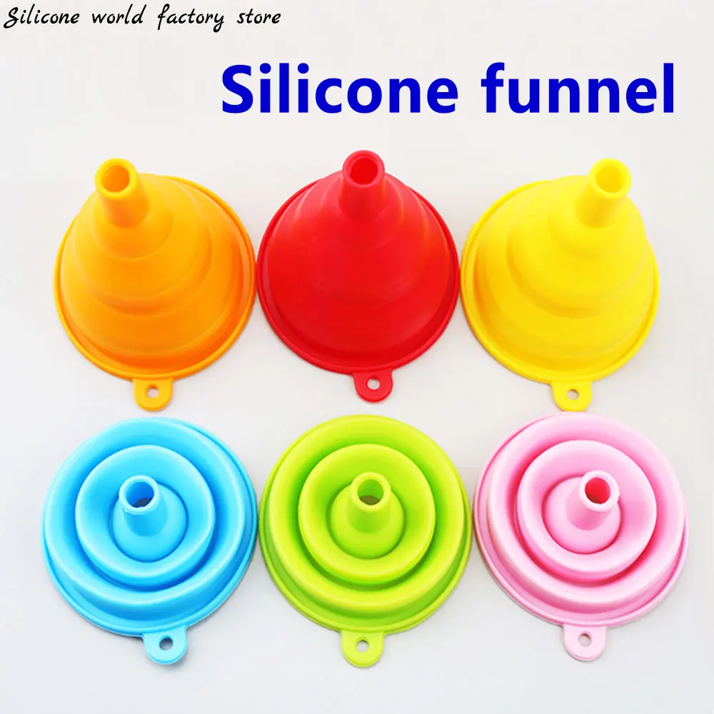 

Silicone world Silicone Folding Funnels Kitchen Tools Accessory Foldable Funnel Mini Silicone Collapsible Portable Funnel