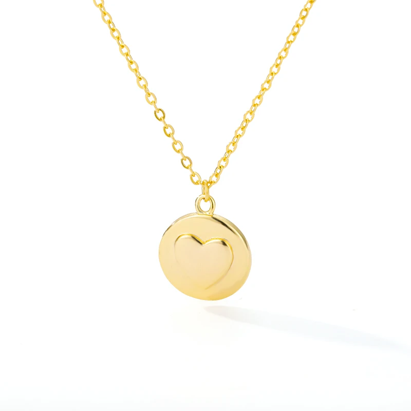 

Gold Silver Color Love Heart Necklace For Women Men Disc Pendant Couple Necklace Jewelry Stainless Steel Chain Thanksgiving Gift