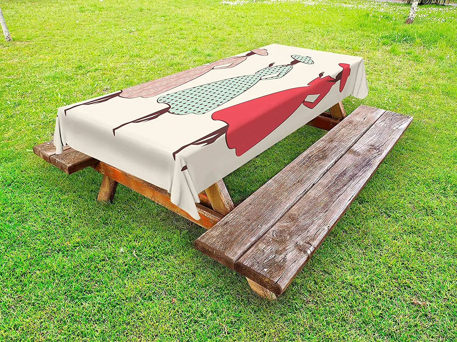 Винтажная Современная скатерть женские платья в стиле ретро и шляпы на кремовом